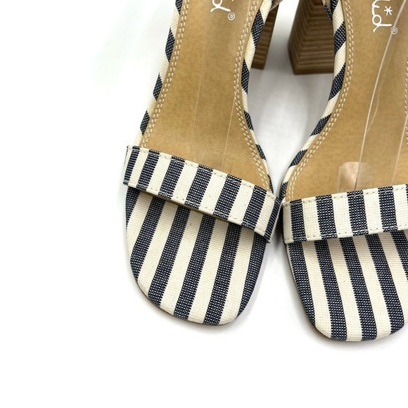 Splendid Women's Siri Blue & White Striped Block‎ Heel Open Toe Sandal Heels 9.5 - Picture 5 of 14